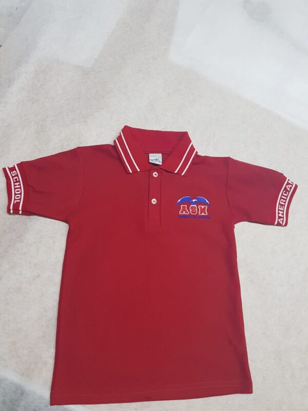 PLAYERA POLO ROJA AES TALLA 10-12